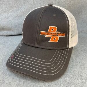 Brundage-Bone Logo Mens Grey White Otto Trucker Hat Snapback OSFM